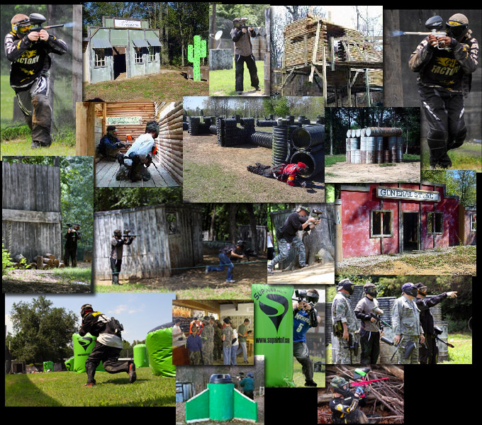 Collage of paintball action images 